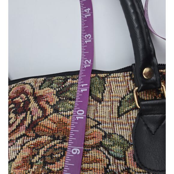 Vtg 80s Cottagecore Boho Floral Rose Tapestry Shoulder Bag Purse Grandma - Picture 12 of 14